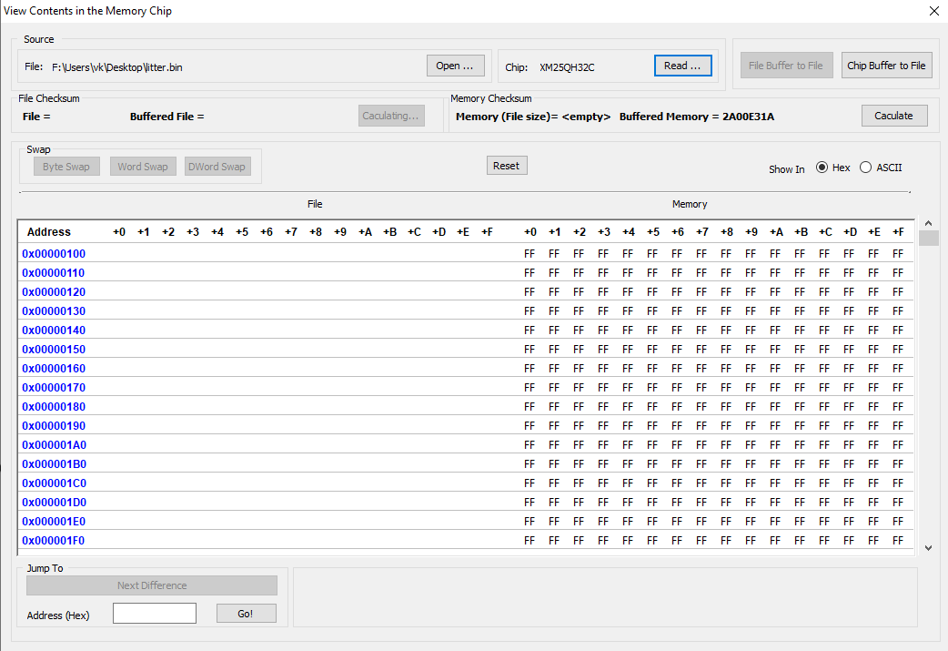 Extracting the memory in DediProg.